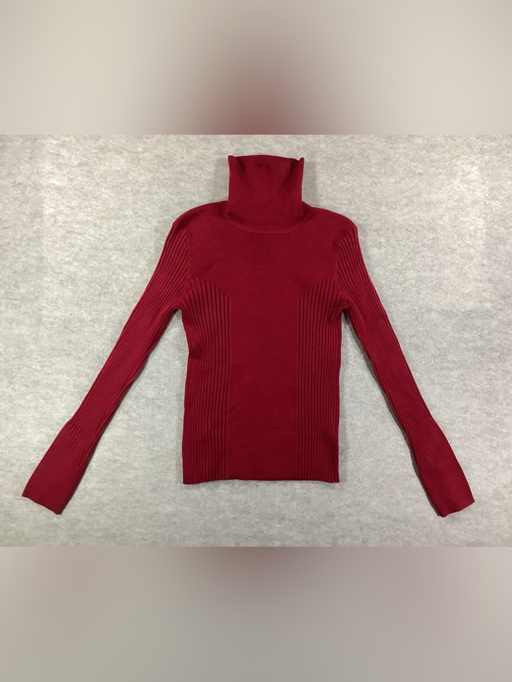 Vermani Red Ribbed Turtleneck Sweater